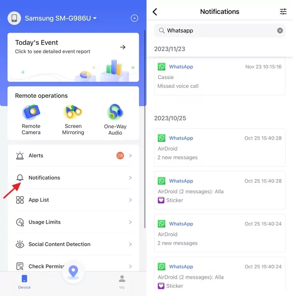 check WhatsApp deleted messages