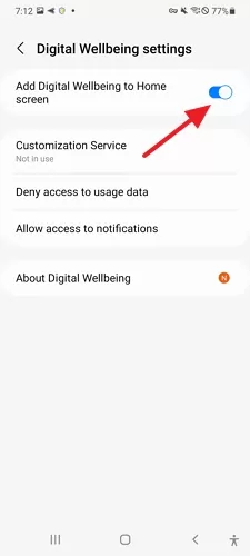 add Digital Wellbeing to home screen