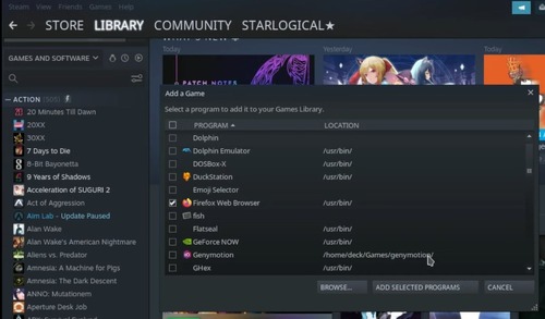 Add Selected Programs in Steam Deck