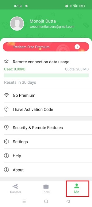 airdroid me option