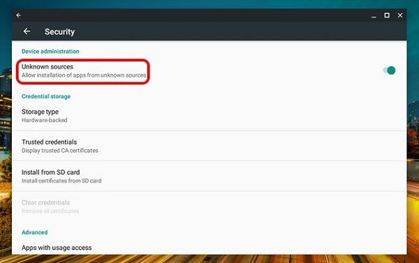 allow unknown sources chromebook