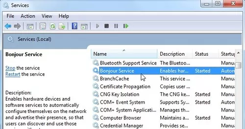 Servicio Windows Bonjour