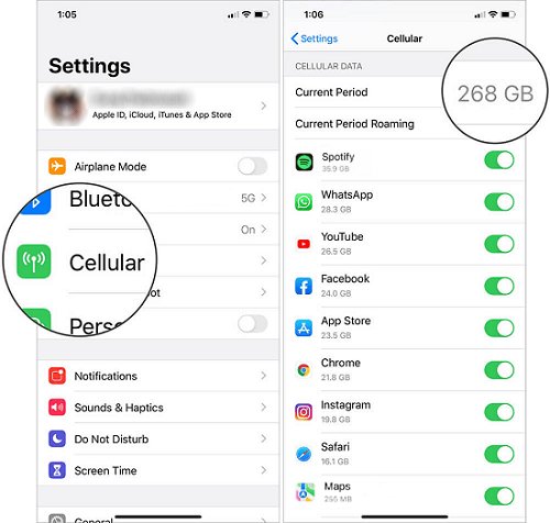 check data usage on iPhones
