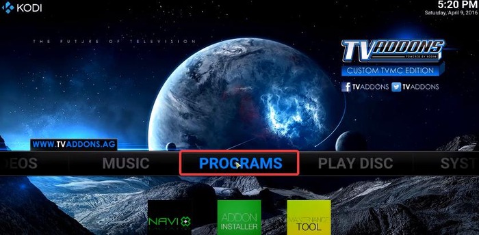 Programs on Kodi