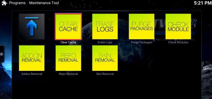 Clear Cache on Kodi