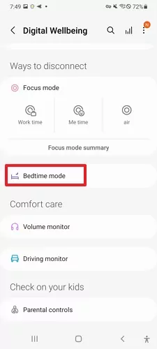 click on Bedtime mode
