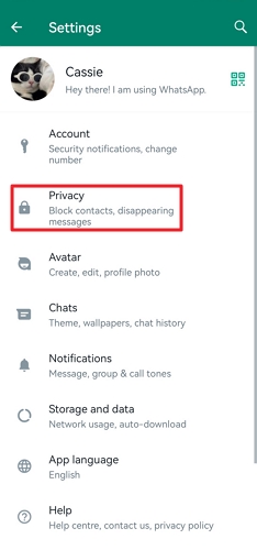 clic en privacidad
