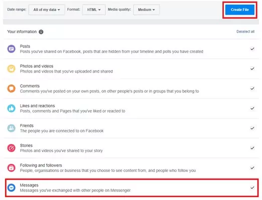 Créer un fichier Zip téléchargeable sur Messenger