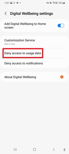 Deny access to usage data