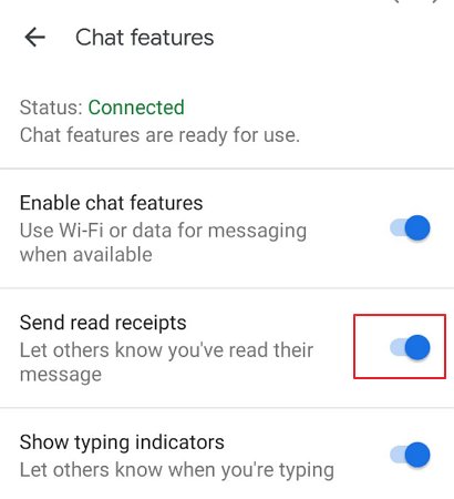 turn off Google Message read receipts