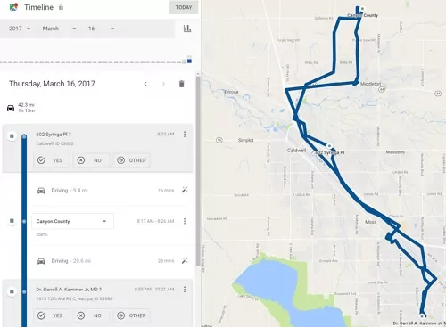 Google Maps location history