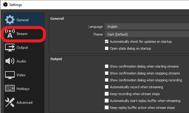 Streams Settings on OBS