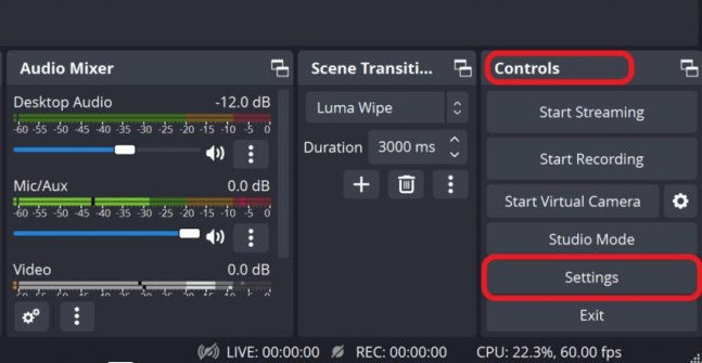 Settings on OBS
