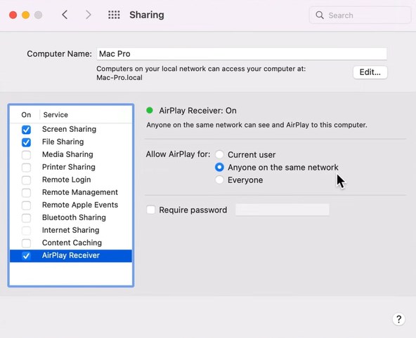 turn on AirPlay on macOS 12