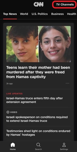 TV Channels on CNN app