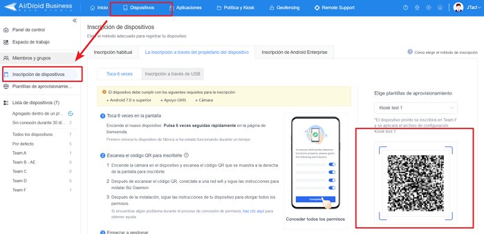 inscripcion de airdroid business
