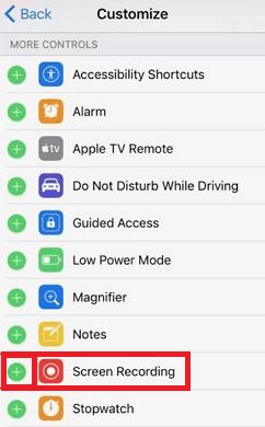 iOS add Screen Recording