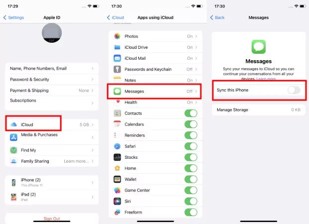 iPhone back up message