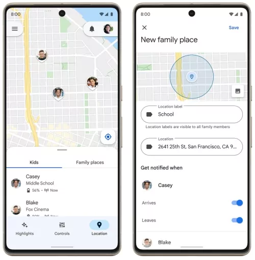 location on Google Family Link