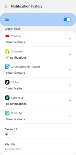 notification history