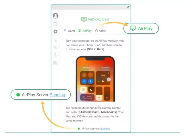 use AirDroid Cast to mirror iOS via AirPlay