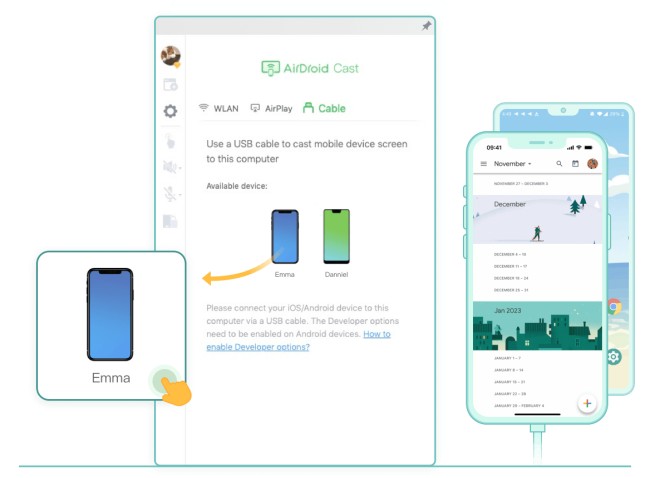 mirror iOS device to PC via a USB