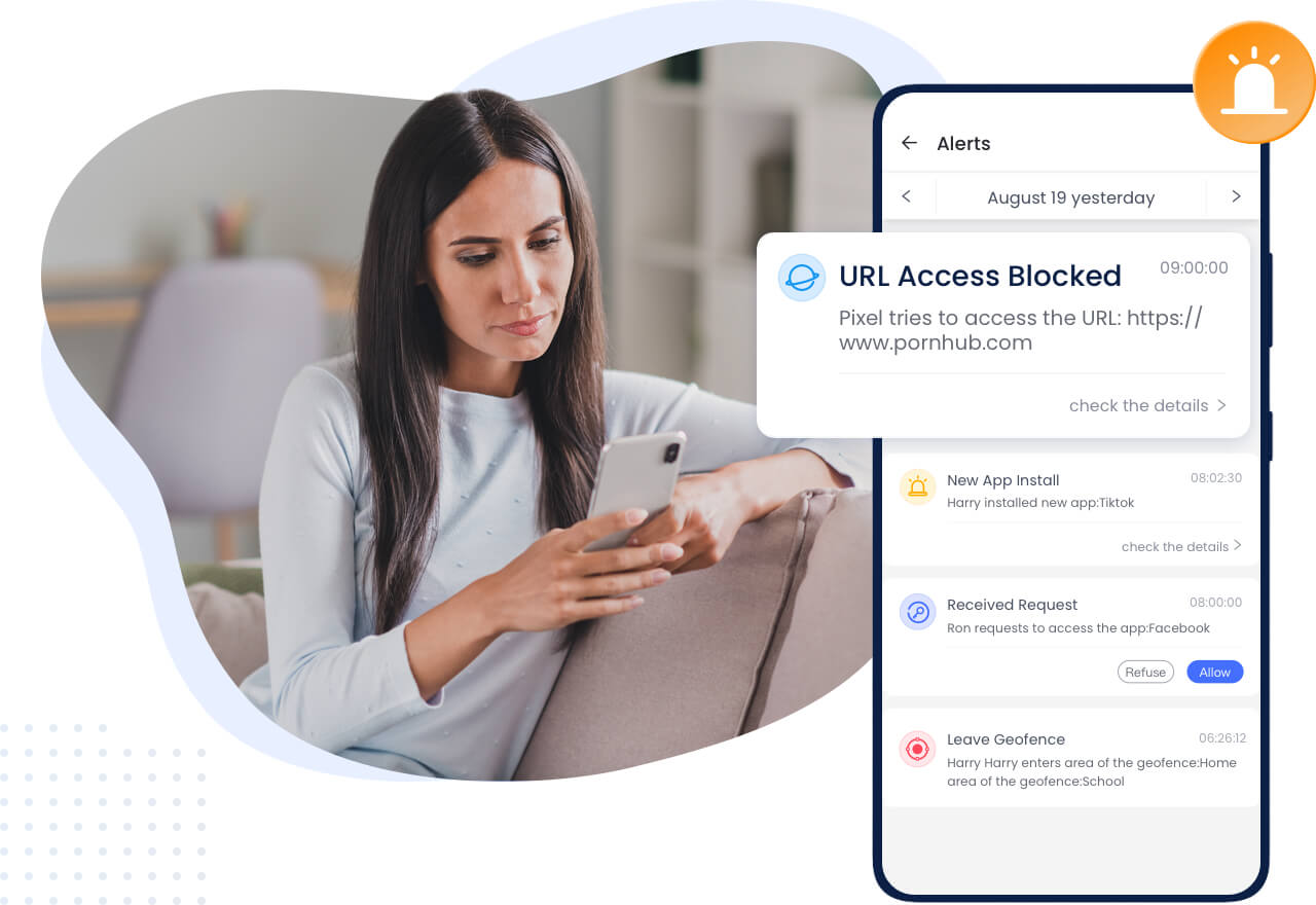 O AirDroid Parental Control pode receber alertas de visitas a URLs limitados