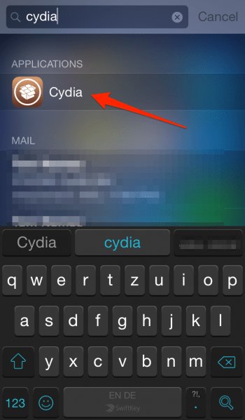 search Cydia on iPhone to check jailbreak