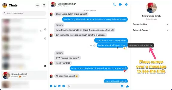 see when messages are seen on Messenger