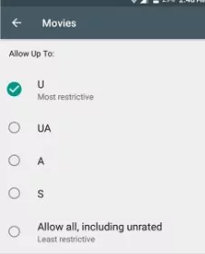 establecer límites para películas