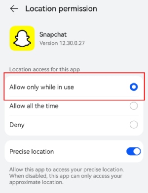 set Snapchat location permission