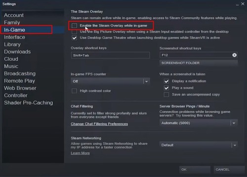 disable Steam Overlay