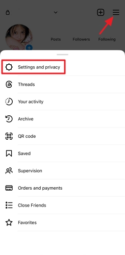 appuyez sur Paramètres et vie privée