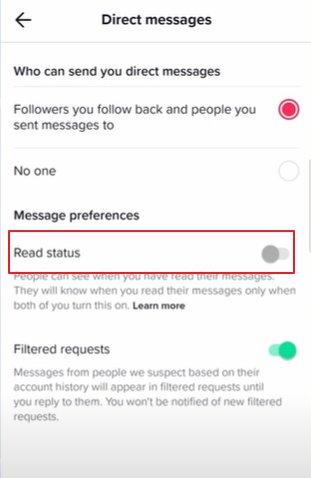TikTok read receipts