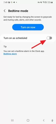 Turn on as scheduled