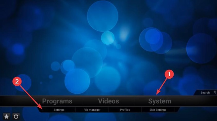 Settings on Kodi