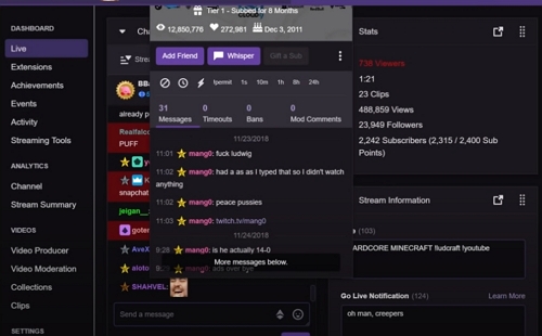 Twitch journals de conversation