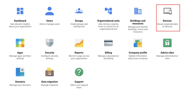 gestión de dispositivos móviles de google
