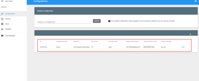 create a new configuration