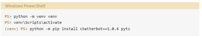 Enter the chatterbot commands