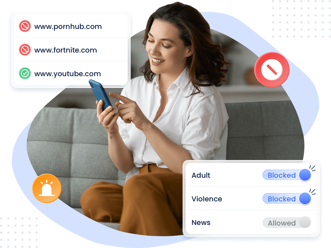 Experiência de pesquisa de navegação na web do AirDroid Parental Control for Kids
