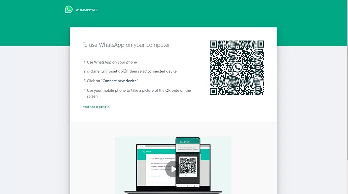 WhatsApp en la interfase web 